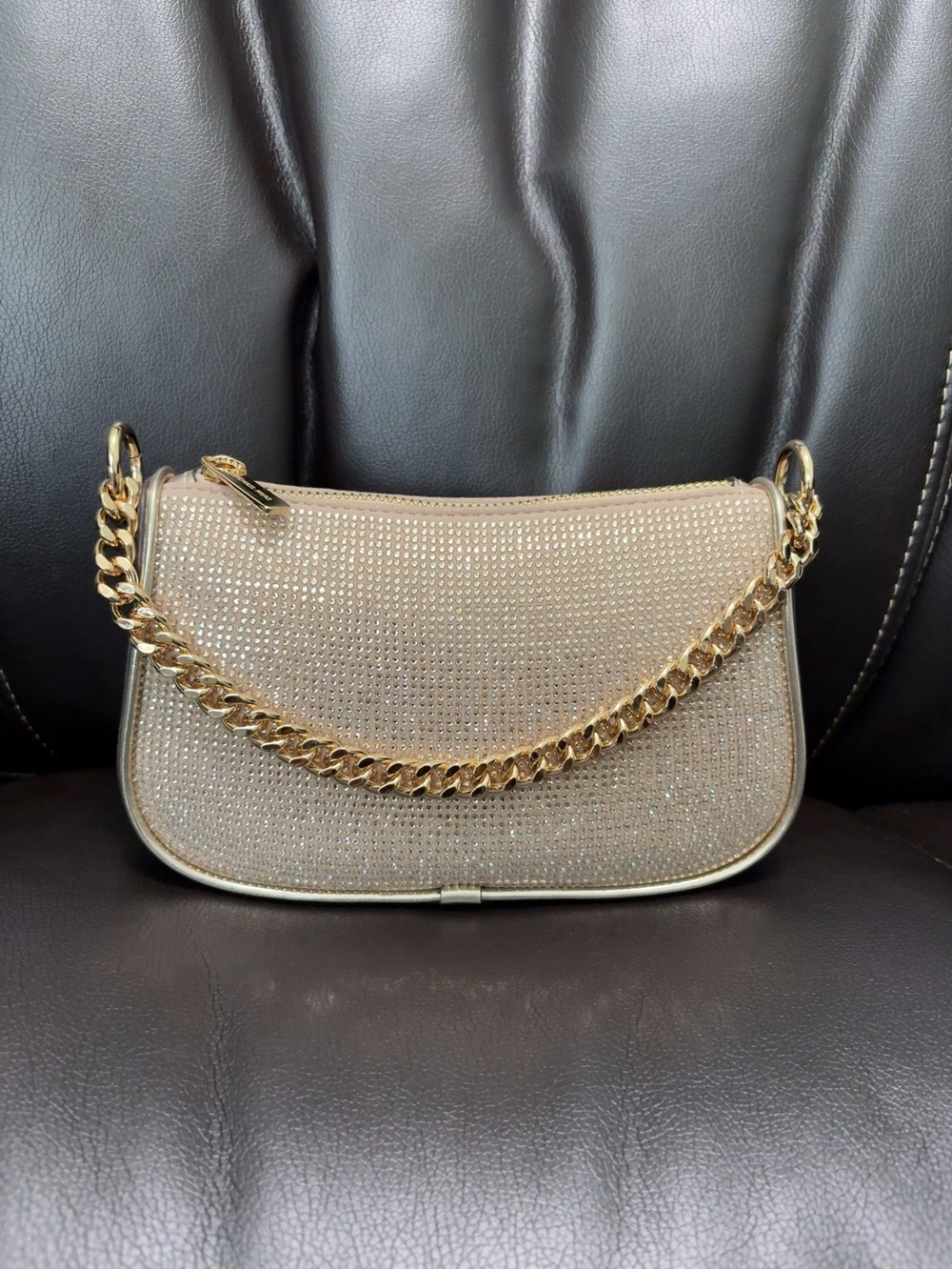 Michael Kors Crystal Chain Crossbody Bag in Gold Color